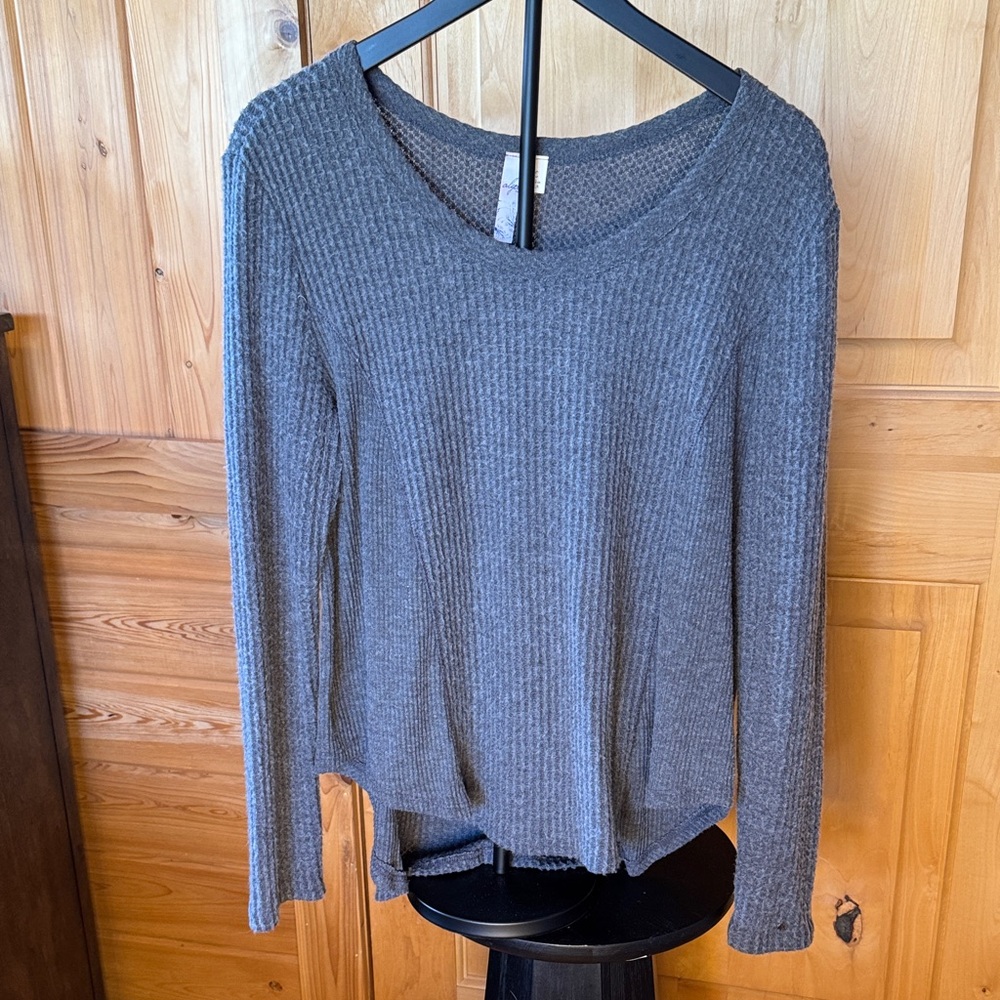 Alya Charcoal Long Sleeve Ribbed Top